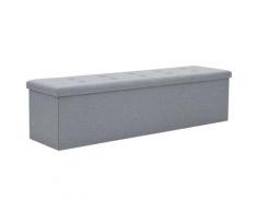 vidaXL Banc de rangement pliable Faux lin 150 x 38 x 38 cm Gris clair