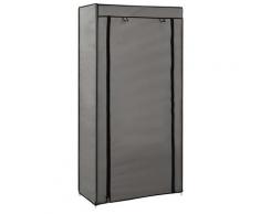 vidaXL Armoire à chaussures avec housse Gris 58x28x106 cm Tissu