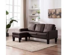 vidaXL Canapé à 3 places avec repose-pied Marron Similicuir