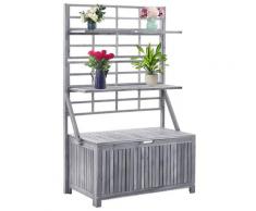 vidaXL Boîte de rangement avec treillis Gris 99x55x160cm Bois d'acacia
