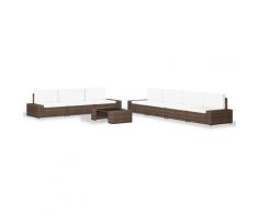 vidaXL Salon de jardin 8 pcs Résine tressée Marron
