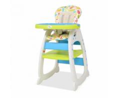 vidaXL Chaise haute convertible 3-en-1 avec table Bleu et vert