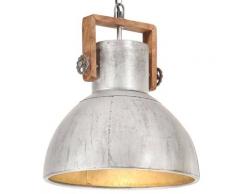vidaXL Lampe suspendue industrielle 25 W Argenté Rond 40 cm E27