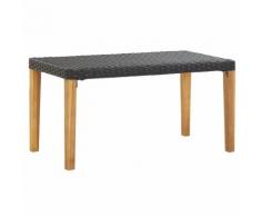 vidaXL Banc de jardin 120 cm Noir Résine tressée et bois d'acacia
