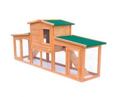 vidaXL Clapier large pour petits animaux avec toits Bois
