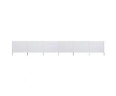 vidaXL Paravent 6 panneaux Tissu 800 x 120 cm Blanc sable