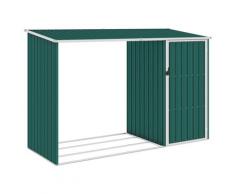 vidaXL Abri à bois de jardin Vert 245x98x159 cm Acier galvanisé
