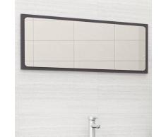 vidaXL Miroir de salle de bain Gris brillant 100x1,5x37 cm Aggloméré