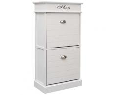 vidaXL Armoire à chaussures Blanc 50 x 28 x 98 cm Bois de Paulownia