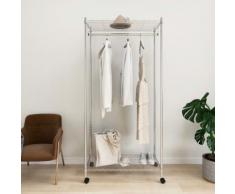 vidaXL Porte-manteau 2 niveaux avec roues 90x45x186 cm Chrome 100 kg