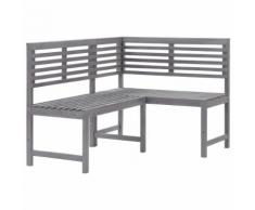 vidaXL Banc d'angle de jardin Gris 140 cm Bois solide d'acacia