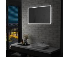 vidaXL Miroir mural à LED de salle de bain et capteur tactile 100x60cm
