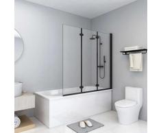 vidaXL Cabine de douche pliable 3 panneaux ESG 130x138 cm Noir