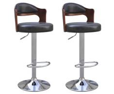 vidaXL Tabouret de bar 2 pcs avec cadre en bois Cuir synthétique Noir