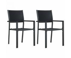 vidaXL Chaises de jardin 2 pcs Noir Plastique Aspect de rotin
