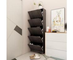 vidaXL Armoire à chaussures 5 portes Chêne gris 59x24x167 cm Aggloméré