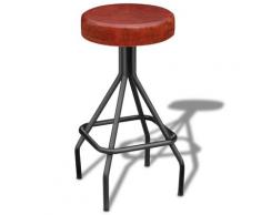 vidaXL Tabouret de bar Noir et marron Cuir véritable
