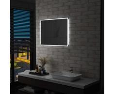 vidaXL Miroir mural à LED de salle de bain et capteur tactile 80x60 cm