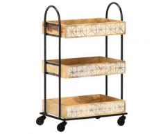 vidaXL Chariot de cuisine à 3 niveaux 46x30x76 cm Bois de manguier