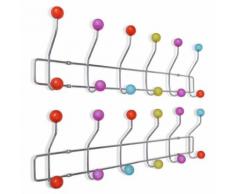 vidaXL Porte-manteau mural coloré avec 12 crochets 2 pcs