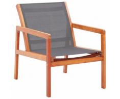 vidaXL Chaise de jardin Gris Bois d'eucalyptus solide et textilène