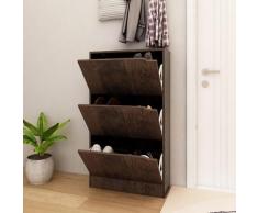 vidaXL Armoire chaussures 3 portes Chêne fumé 59x24x105 cm Aggloméré