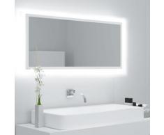 vidaXL Miroir à LED de salle de bain Blanc 100x8,5x37 cm Aggloméré