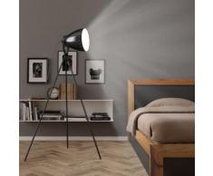 vidaXL Lampadaire trépied Métal Noir E27