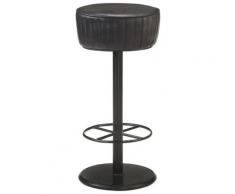 vidaXL Tabouret de bar Noir Cuir véritable