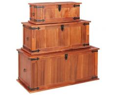 vidaXL Coffres de rangement 3 pcs Bois d'acacia solide