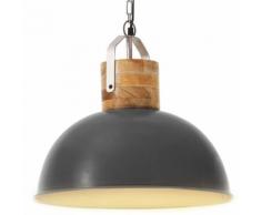 vidaXL Lampe suspendue industrielle Gris Rond 42 cm E27 Manguier