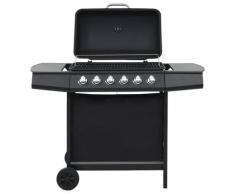 vidaXL Barbecue au gaz avec 6 zones de cuisson Acier Noir