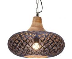 vidaXL Lampe suspendue industrielle Noir Fer et bois solide 40 cm E27