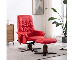 vidaXL Fauteuil de massage inclinable et repose-pied Rouge Similicuir