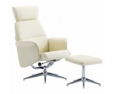 vidaXL Fauteuil inclinable avec repose-pied Blanc crème Similicuir