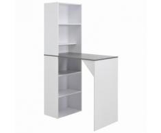 vidaXL Table de bar avec armoire Blanc 115 x 59 x 200 cm