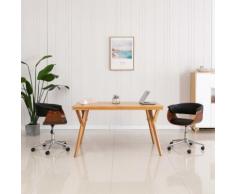 vidaXL Chaise pivotante de bureau Noir Bois courbé et similicuir