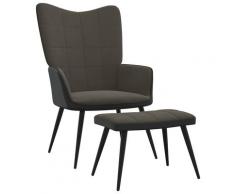 vidaXL Chaise de relaxation avec repose-pied Gris foncé Velours et PVC