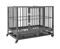 vidaXL Cage pour chien avec roues et toit Acier 102x72x85 cm