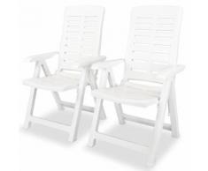 vidaXL 2 pcs Chaises inclinables de jardin Plastique Blanc