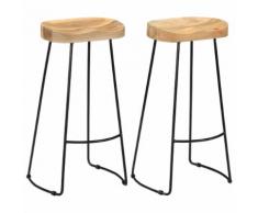 vidaXL Tabourets de bar Gavin 2 pcs Bois de manguier massif