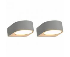 vidaXL 2 pcs Appliques murales d'extérieur 1 W Blanc Rond