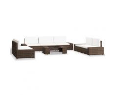 vidaXL Salon de jardin 8 pcs Résine tressée Marron