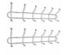 vidaXL Porte-manteau mural avec 12 crochets Acier 2 pcs