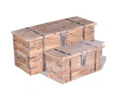 vidaXL Ensemble de deux coffres de rangement Bois d'Acacia
