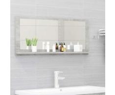 vidaXL Miroir de salle de bain Gris béton 90x10,5x37 cm Aggloméré