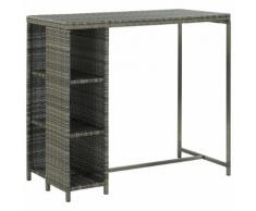 vidaXL Table de bar avec rangement Gris 120x60x110 cm Résine tressée