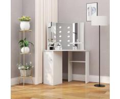vidaXL Coiffeuse d'angle avec lumière LED Blanc