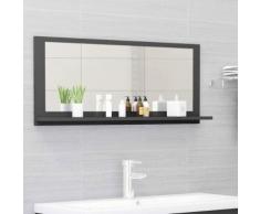 vidaXL Miroir de salle de bain Gris 90x10,5x37 cm Aggloméré