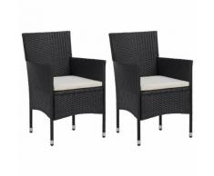 vidaXL Chaises de jardin 2 pcs Résine tressée Noir